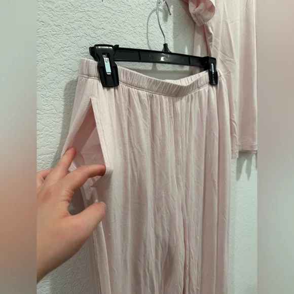 Nuuds boyfriend pajama tee shirt top pants makeup pink lounge set - Picture 8 of 14